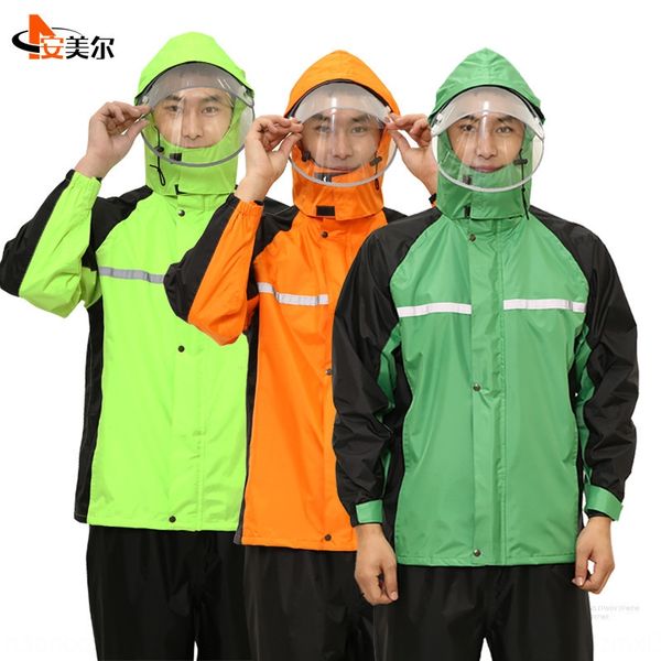 

9jrsf дневной зеленый плащ и дождь штаны раскол костюм мужской и женской утолщенной взрослый автомобиль электрический автомобиль электрическ, Black