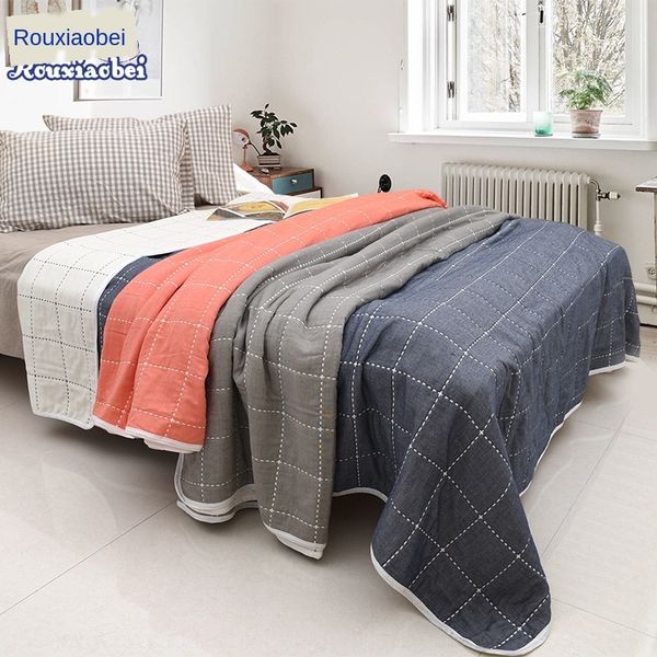

6 six-layer gauze quilt bed sheet towel 150*200*230 pure cotton plaid thickened single double sheet towel blanket