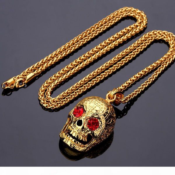 

30inch пшеницы цепи ожерелье ювелирные изделия s hip hop ожерелье 18k позолоченный cz хрустального черепа ожерелье головы; g men, Silver