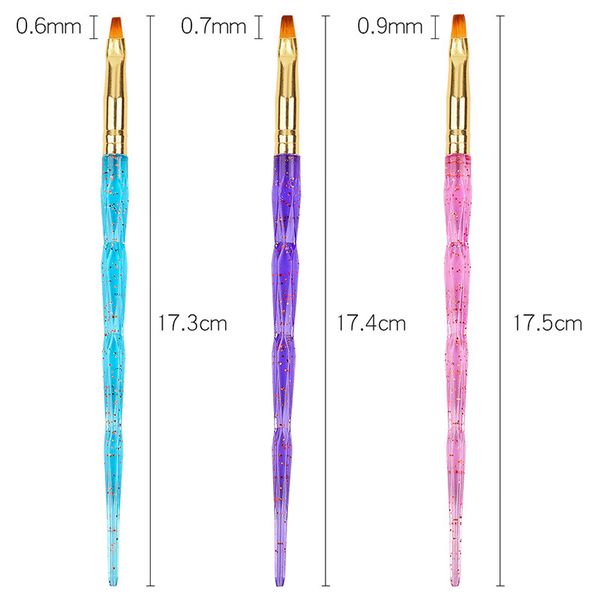 

nail art kits 3pcs/set cleaning brush dust cuticle uv gel powde clean pink blue handle sequins remover cleaner pen manicure tool