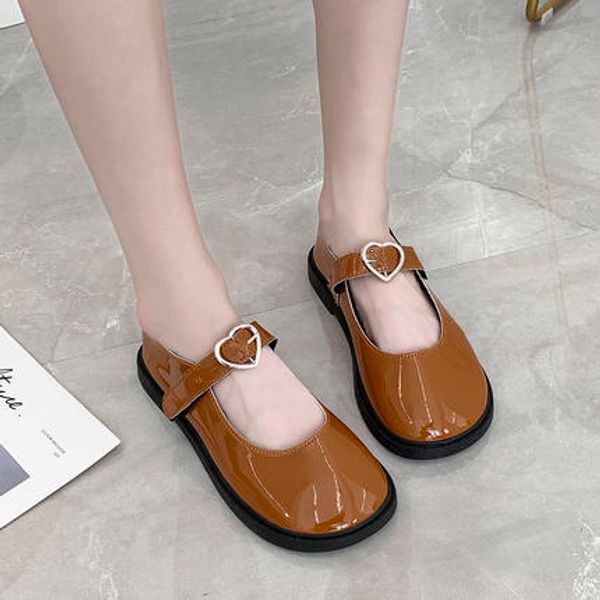 

casual wild small leather shoes 2020 korean version of the new flat bottom society retro mary jane soft sister big shoes women, Black