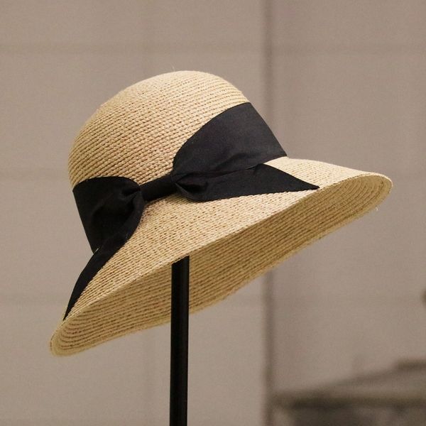 

zhpq2 hepburn wind lafite female summer korean style travel sun seaside holiday big eaves sun-proof beach all-match hepburn wind lafite hat, Blue;gray