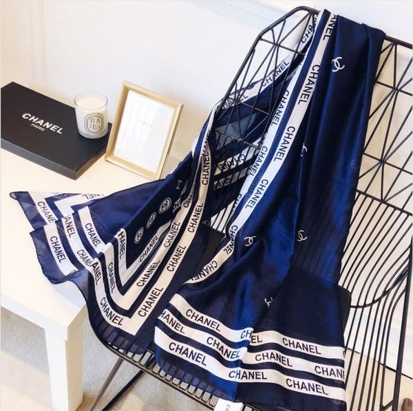 

high-end fashion stripes logo made in china long silk scarves 2020 the latest fashion selling delivery, Blue;gray