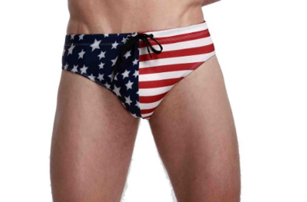

2020 новый стиль плавки мужские с lace up в европе и америке трусы американский флаг печати размер s-xl