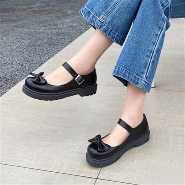 

pxelena vintage chunky low heels mary janes shoes butterfly-knot girls casual comfort student school shallow pumps black brown