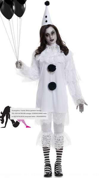 

8bdfh sexy halloween обслуживание наряд одежды женской призрак косплей дьявол клоун службы sexy halloween снаряжение зомби одежды зомби женс, Black;white