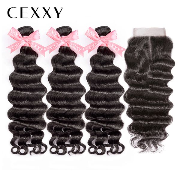 

[cexxy] onecut hair natural wave 8"-30 inch p brazilian remy hair natural color bundles with closure human hair extension deal, Black;brown