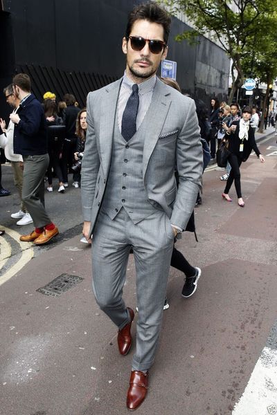 

men's suit light gray slim fit groom dresses weddings formal parties mens groomsmen's man's custom pants vest customize size, White;black