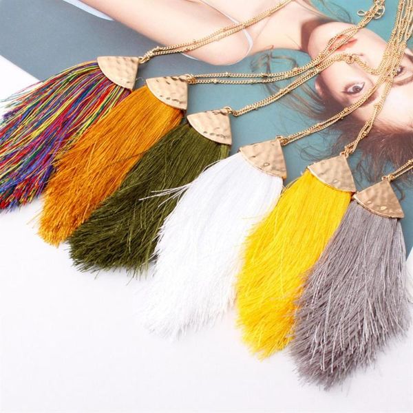 

2020 new silver color sweater chain boho tassel necklace long necklace for women fashion pendant wholesale