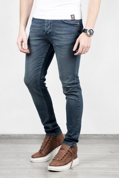 

deepsea male navy blue new season lycra slim fit denim pants 2001915