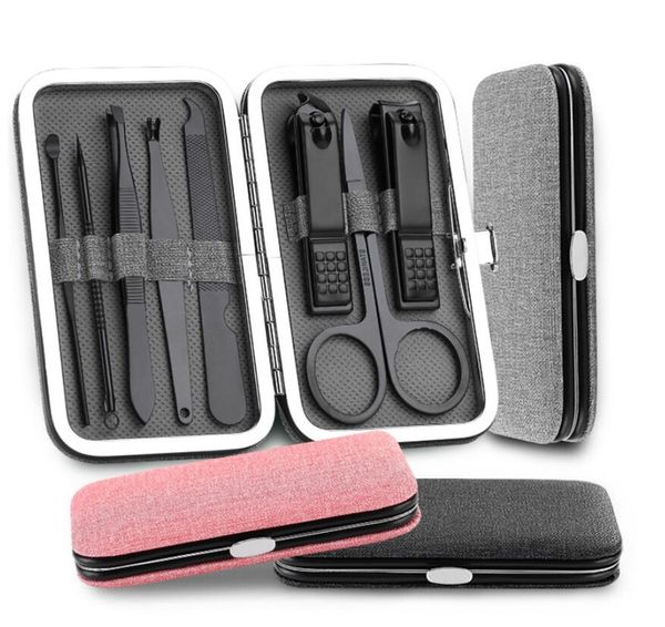 

8pcs/set stainless steel nail clipper pedicure set with scissor tweezer professional manicure tools nail supplies