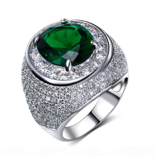 

very nice ring and fast shipping 18k gold rings with a big green clear and blue stone crystal rings zirconia jewelry luxury finger ring, Golden;silver