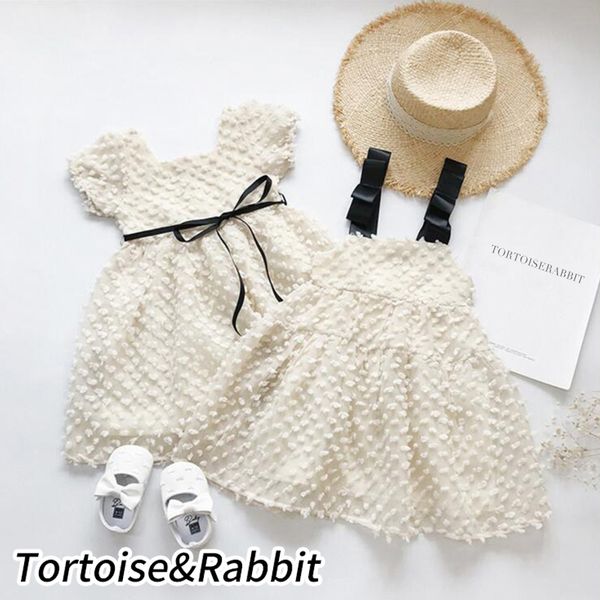 

fashion girls princess dress solid polka dot designed summer sling vestidos short sleeve kids clothes for birthday wedding party t200709, Red;yellow