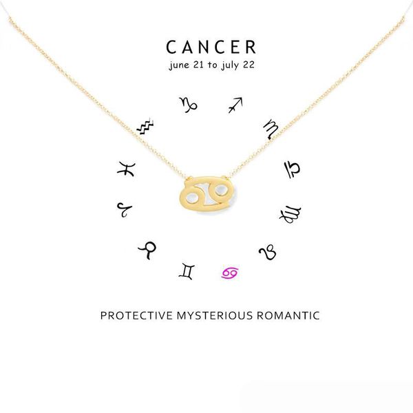 12 Constellation CANCRO Collane per donna Catene zodiacali Collana Regali di San Valentino Gioielli di moda con cartoncino bianco