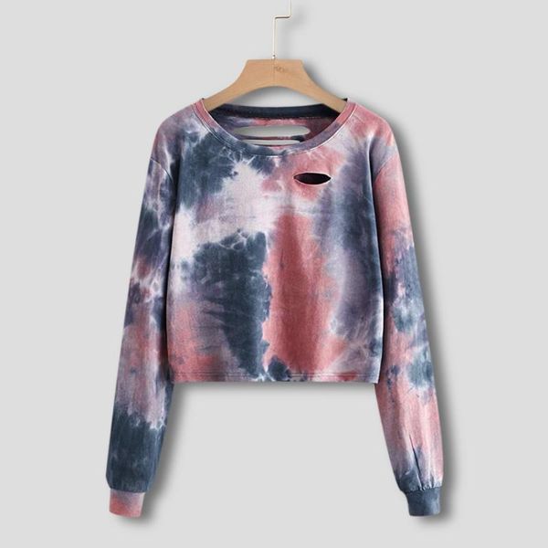 

women's hoodies & sweatshirts tie-dye colorful graffiti printed pullover womens crew neck long sleeve sweatshirt casual loose rib trim, Black