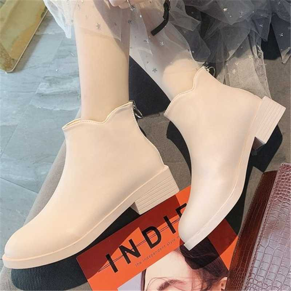 

fashion style leather women ankle boots fall winter short boots platform flats casual shoes waterproof ankle boot, Black