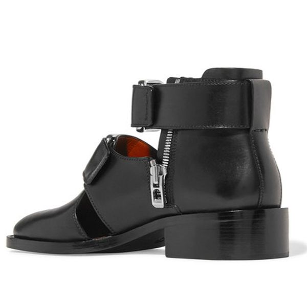 

hollow shoes men summer personality italian leather gladiator sandals designer runway buckle zip ankle dress boots sandalias, Black