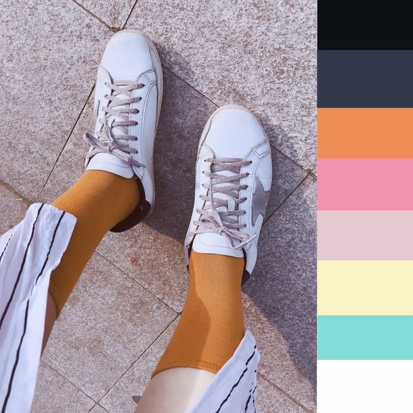 

korean ksox east gate solid color thin middle children's children's tube all-match simple stacking socks children, Pink;yellow