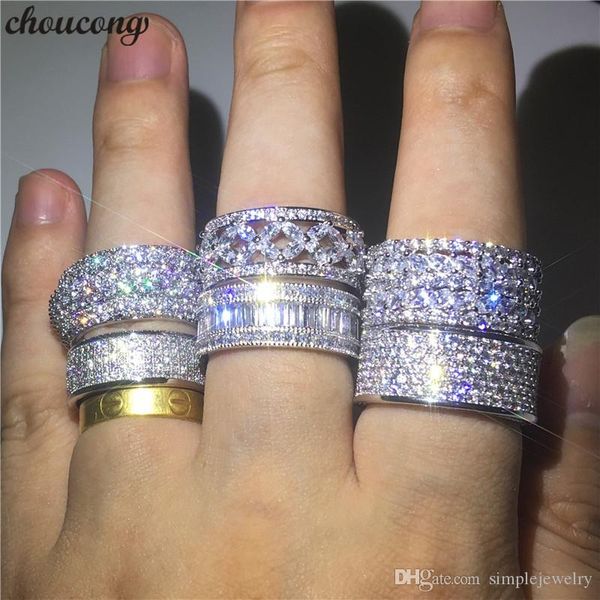 

choucong 6 styles charm promise finger ring 925 sterling silver diamond engagement wedding band rings for women men jewelry, Slivery;golden