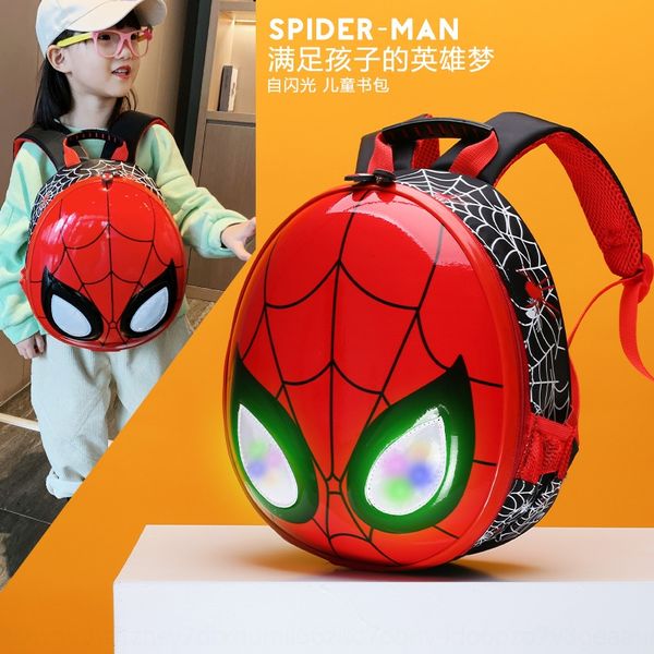 

lrtjg spider-man bag backpack ultra light burden reduction kindergarten male baby 3-6 years old eggshell bag cute all-match children's