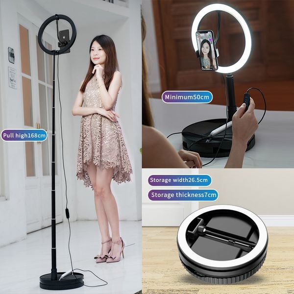 

led ring light selfie tripod g1 desk live broadcast selfie lights portable foldable highly retractable ringlight
