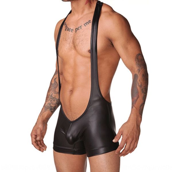

xk7hx men's one-piece boxer pants imitation leather fashion men's one-piece boxer pants imitation leather underwear underwear fas, Black;white