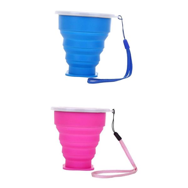 

2pcs folding silicone travel coffee tea mugs outdoor camping drink cups