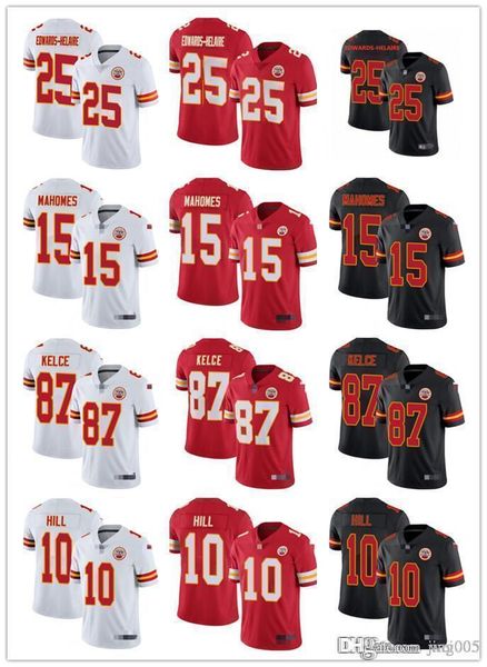 

mens womens youth kansas city chiefs 15 patrick mahomes 87 travis kelce 25 clyde edwards-helaire 10 tyreek hill jerseys, Black;red
