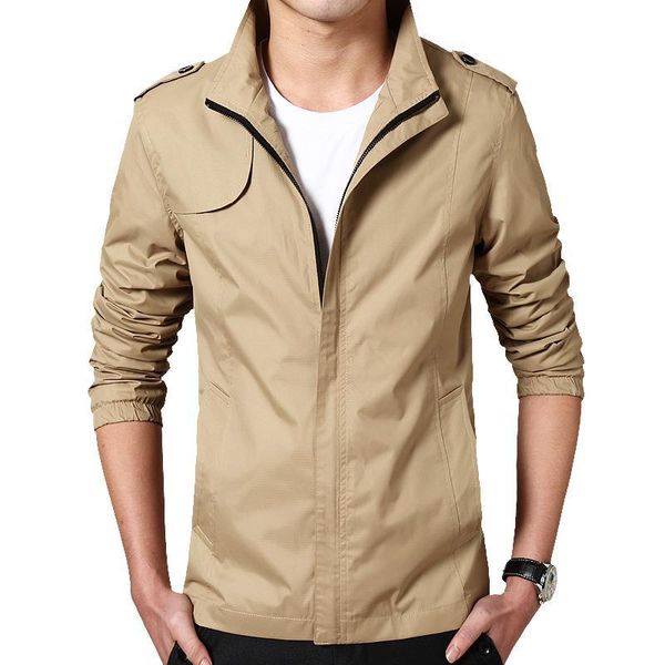 

men's jackets 2021 jacket men slim solid casual spring and autumn fashion stand collar coats, Black;brown
