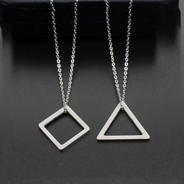 

creative silver color geometric flower chain necklaces for women man party clavicle square pentagram triangle necklace jewelry