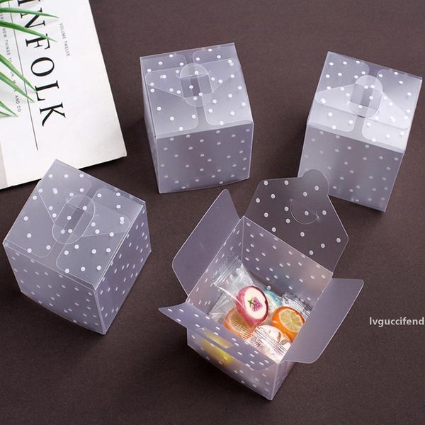 

10pcs transparent frosted dot candy box pvc square gift bags baby shower birthday party event decoration wedding candy box