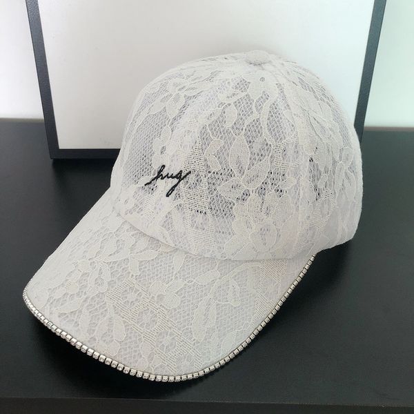 

summer 2020 lace baseball new korean ins lace mesh cap female hollow breathable rhinestone fashion baseball cap fashion, Blue;gray