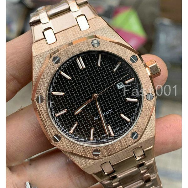 

designerÂ mens watch automatic mechanical movement rose gold royal oak luxury men's watch 15400 stainless steel mens watches wristwatche, Slivery;brown