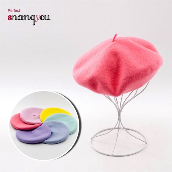 

upgraded and high purity australian painter cap wool beret macaron girls' color wool beret, Blue;gray