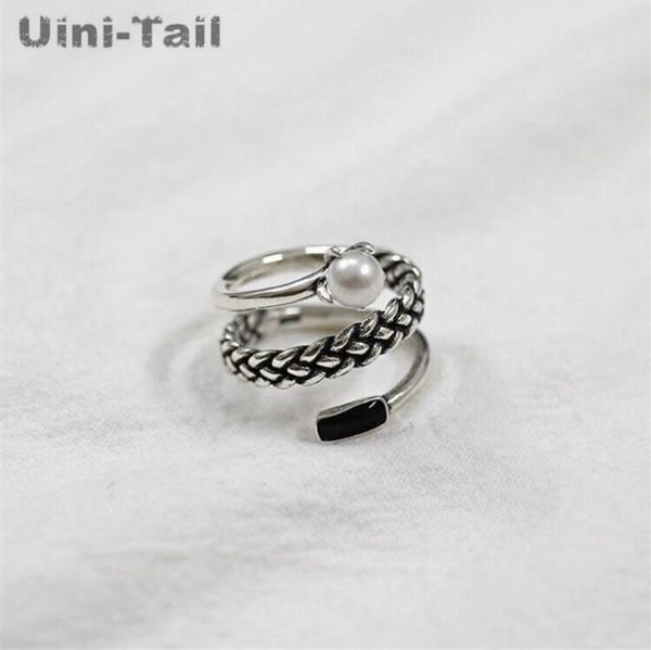 

new 925 sterling silver european and american ring three-layer pearl ring retro fashion trend jewelry gn819