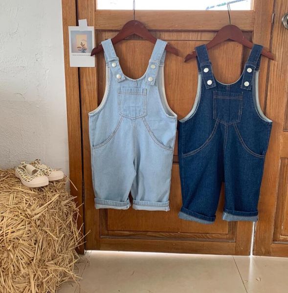 

2020 new girls boys denim overalls autumn fashion kids jean pants 2-7t qw80, Blue