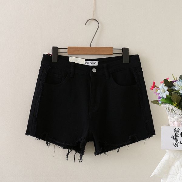 

ohnie summer new plus size korean style fashion irregular burrs shorts pants pantsdenim shorts fat mm slim fit slimming pants 9112-1, Blue