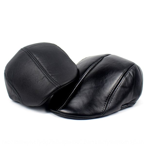 

black matte bright leather pu beret men's beret hat leather cap warm old man's hat forward cap, Blue;gray