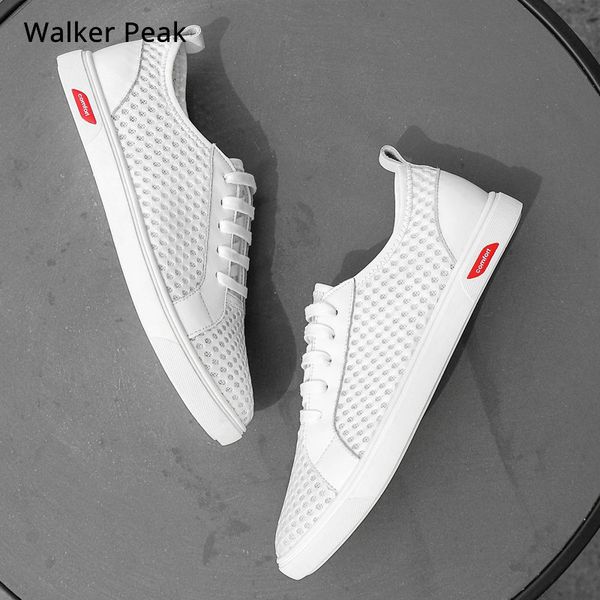 

brand mens casual shoes breathable mesh men's sneakers male walking footwear white shoe fashion summer big size 47 walkerpeak, Black