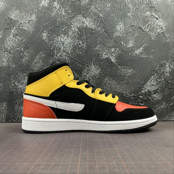 

1s mid black amarillo orange sneakers skateboard basketball shoes sneaker trainer running trainers kids youth men women withbox
