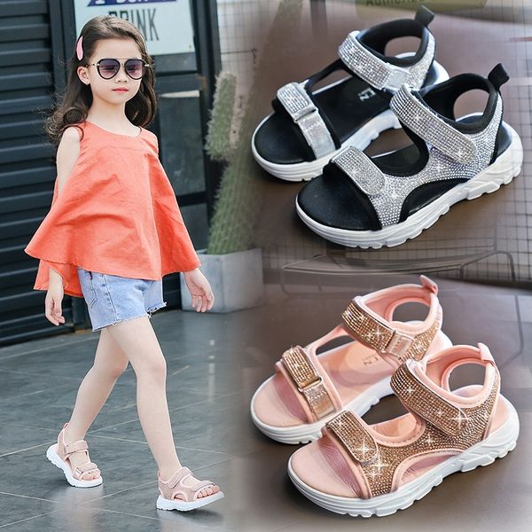 

special price girls' princess korean 2020 medium and large beach sandals children's shoes children's shoes parent-child sanda, Black;red