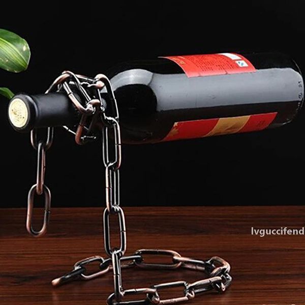 

creative chain ring wine rack magical suspended stand chain wine holder metal handicraft home decor in stock wx-c49