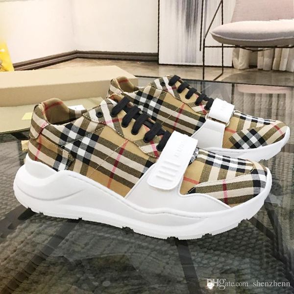 

breathable men shoes vintage check cotton sneakers luxury zapatos de hombre womens shoes fashion sneakers with box chaussures pour hommes, Black