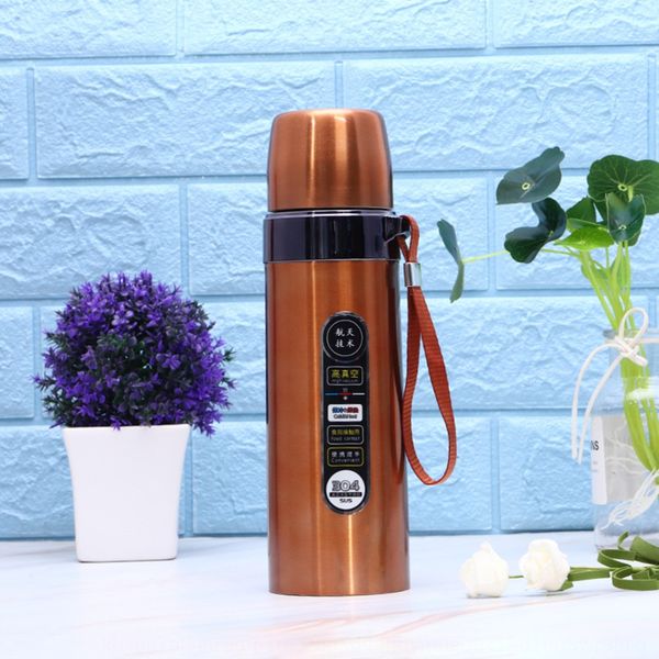 

creative stainless steel double layer business office thermos shoulder strap thermos bullet strap portable cup fashion gift cup