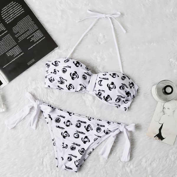 

new summer women solid bikini set push-up unpadded bra swimsuit swimwear triangle bather suit swimming suit biquini, White;black