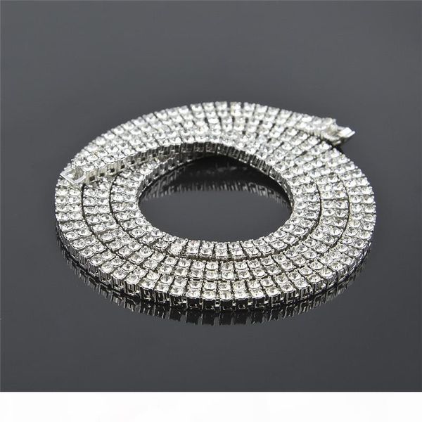 

gold plated pop hip hop necklaces for men double line rhinestone link chains gold luxury street jewelry party gifts ing, Silver