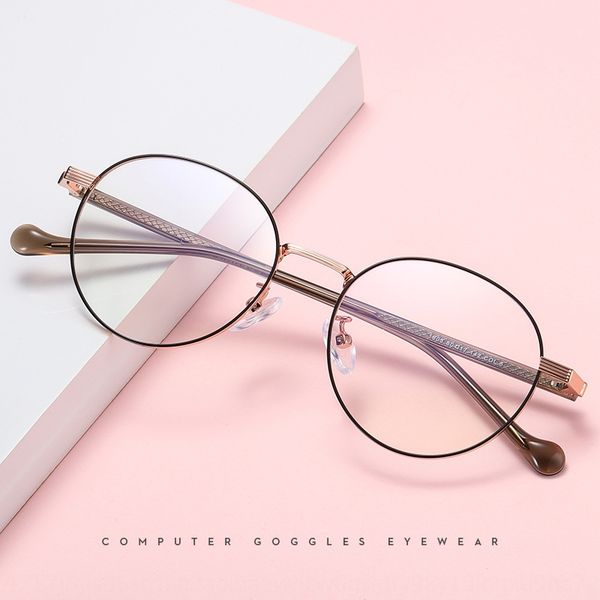 

2020 new style simple fashion metal plate leg artistic glasses frame fashion round glasses frame, Silver