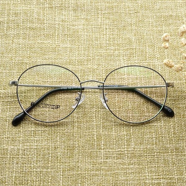

half titanium myopia large frame round glasses frame goose egg shaped ultra light myopia glasses 7702, Silver