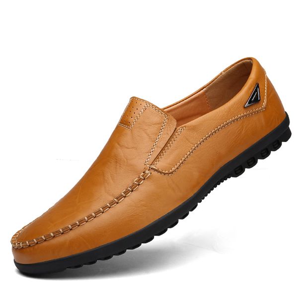 

men's leather classic loafers slip-on soft driving shoes business casual oxford shoes, Black