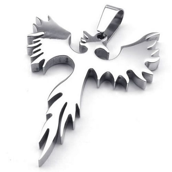

jewelry stainless steel phoenix pendant with 50cm chain necklace for men women silver beautiful necklaces pendants supplies